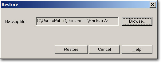 Select a folder with your backup to restore