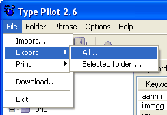 Choose File - Export - All to backup phrases