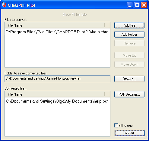 GUI converter that converts CHM into PDF documents. Batch converting supported.