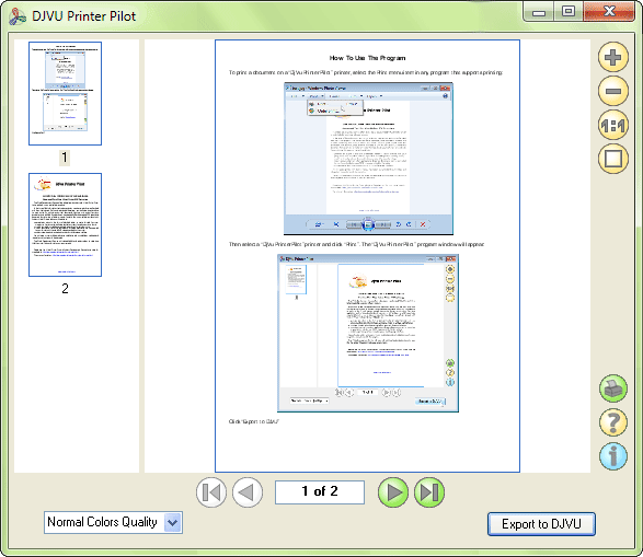 DjVu Printer Pilot creates DjVu files using Two Pilots' Virtual Printer.