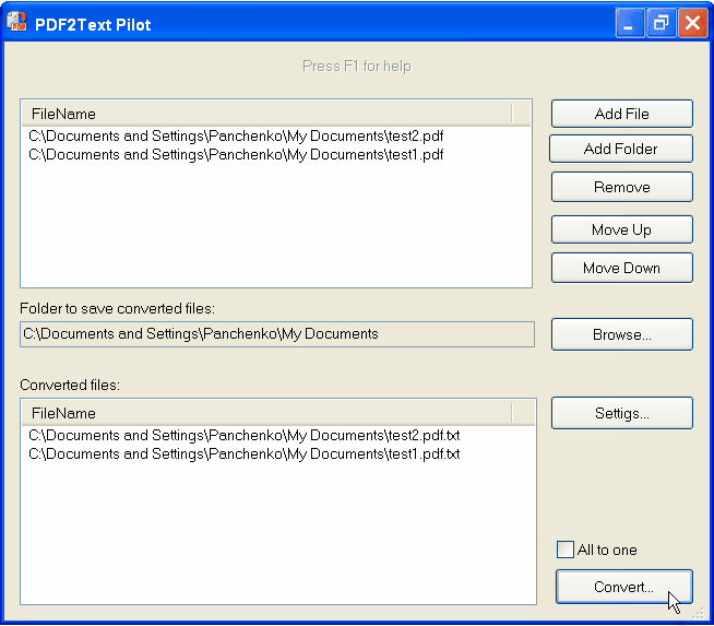 Screenshot for PDF2Text Pilot 3.0.1