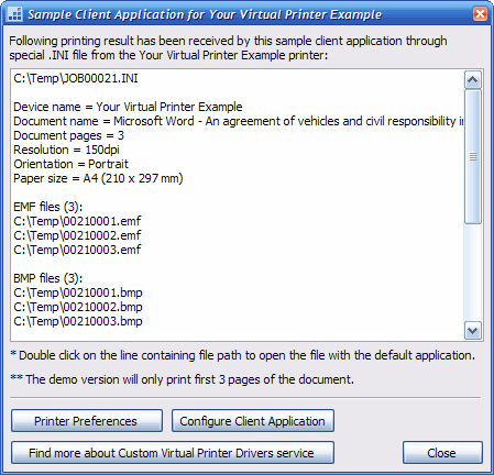 The Virtual Printer driver for developers can be used with any application.