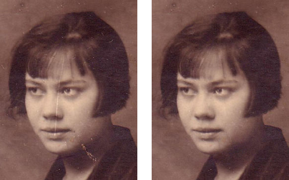 Restore damaged photos - before and after