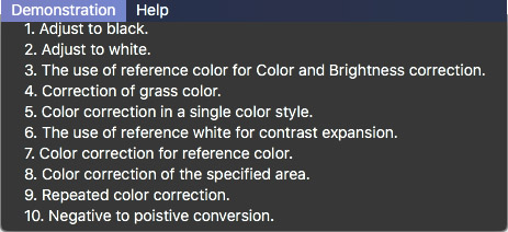 Color Pilot for Mac - list of the examples