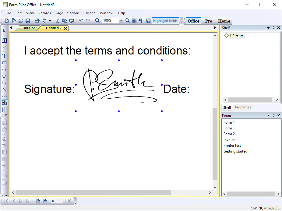 Insert signature to the document