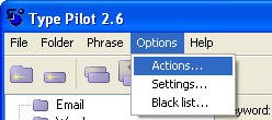 select Options - Actions