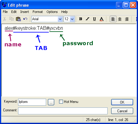 Make a record for Password in Type Pilot