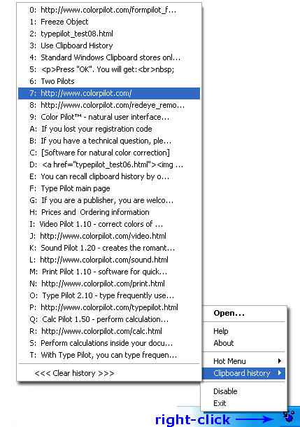Right-click to display Clipboard History