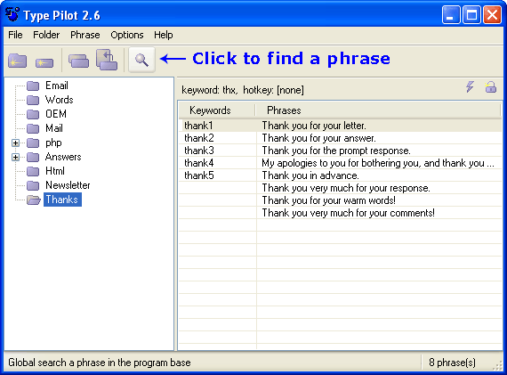 Find Phrases icon