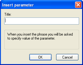 Using templates: insert parameter name