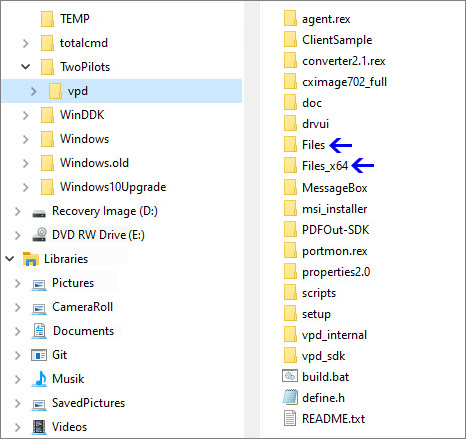 Create directories Files and Files_x64