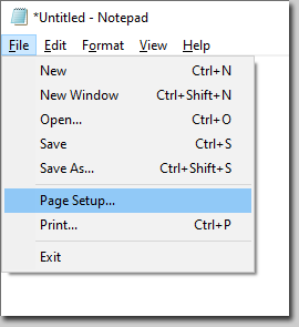 Select Page Setup